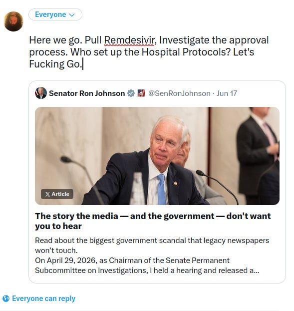Run, Death is Near - Two Senators Put Deadly Hospital Protocols and Fauci’s Diary on the Record about Remdesivir